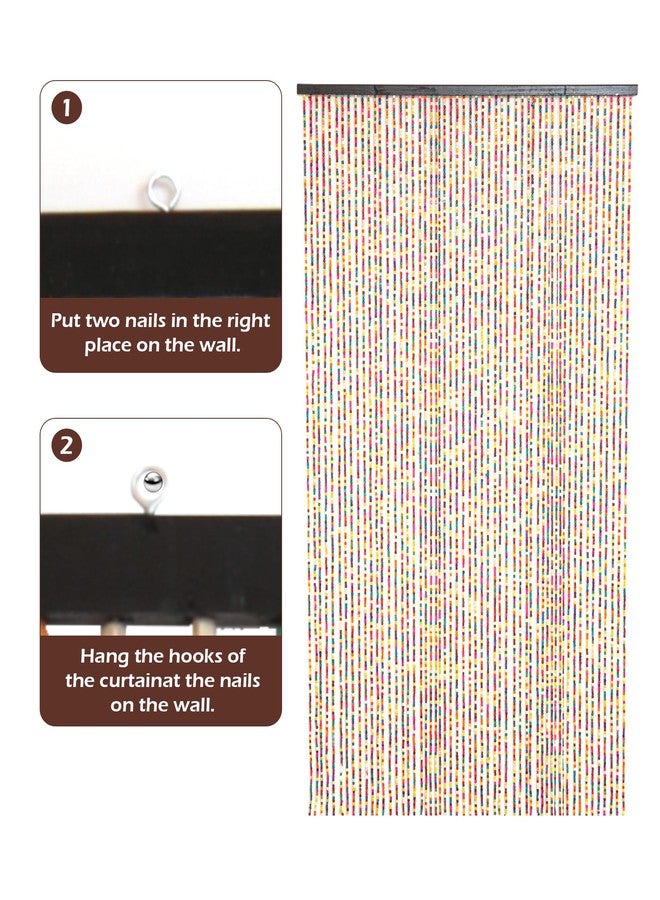Ezcasch 52 Strands Colorful Beaded Curtain Bamboo Curtain for Doorways Multi-Scenario Application Purely Handmade Beaded Curtain as Insect Screen for Bedroom or Balcony 35.4" x 74.8", Colorful - Image 4